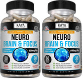 Kaya Naturals Neuro Brain bottle showing a two-pack of 60 capsules for focus support