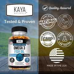 Kaya Naturals Omega-3 packaging emphasizes 30-count convenience for daily use