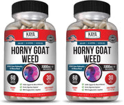 Kaya Naturals Horny Goat Weed bottle shows premium herbal blend for daily vitality.
