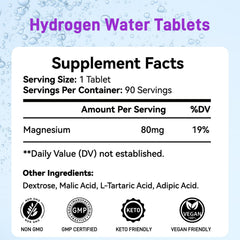Kedicy hydrogen tablets bottle front view for convenient 90-count hydration.
