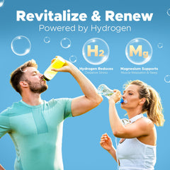 KEDISOM H2 tablets dissolving in water to create hydrogen-rich hydration