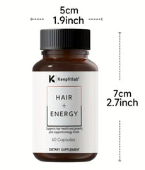 Keepfitlab nutrition table close-up shows minerals supporting energy and hair health.