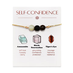 Kefley Self-Confidence Bracelet with Tiger Eye, Amazonite, and Black Tourmaline for balanced energy.