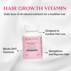 Kerotin Biotin tablets beside the bottle for hair and nails health