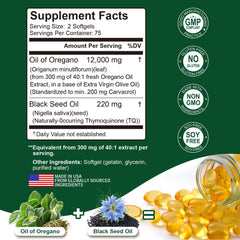 Keszciy 2 in 1 oregano and black seed softgels bottle