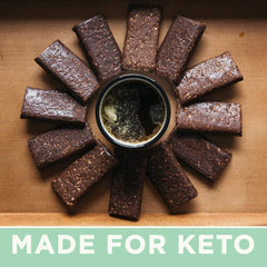Keto Bars Dark Chocolate Coconut Almond bar highlighting bold, gluten-free taste.