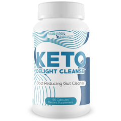 Keto Delight Cleanse bottle front view showing premium detox formula for digestion support