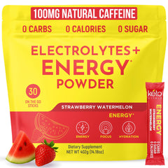 Keto Vitals Electrolyte Energy Packets front label showing keto-friendly benefits