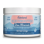 Ketoland Raw Minerals Glycine bottle for daily hydration and mineral balance.