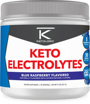 Ketologic Keto Electrolyte Powder Blue Raspberry bottle ready for hydration.