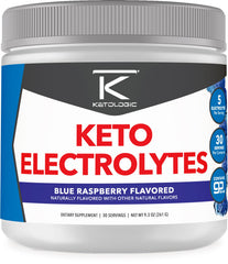 Ketologic Keto Electrolyte Powder Blue Raspberry bottle ready for hydration.