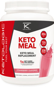 Ketologic Keto Meal Replacement Strawberry bottle showcases convenient on-the-go ketosis support