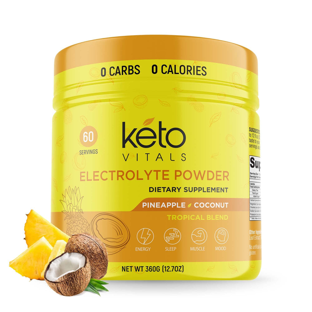 Keto Vitals Electrolytes Powder bottle ready for keto hydration and daily energy.