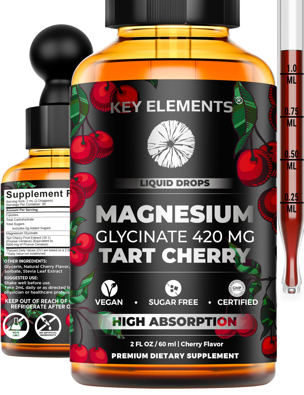 Key Elements Liquid Magnesium Glycinate bottle supports relaxation and daily mobility.