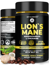 KEY ELEMENTS Organic Lions Mane bottle for convenient daily brain support.