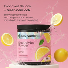 KEY NUTRIENTS powder scoop dispensing to mix with water for quick hydration.