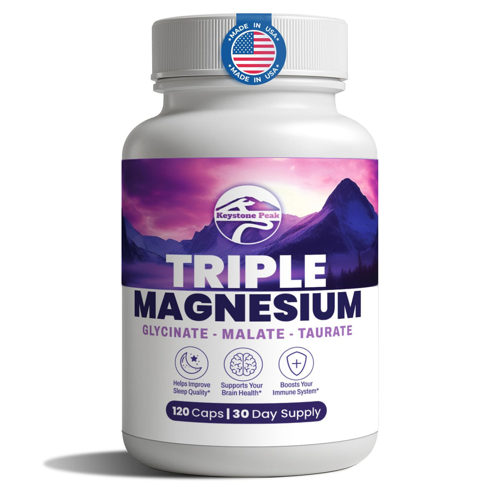 Keystone Peak Triple Magnesium bottle for daily wellness support.