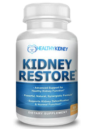 Kidney Restore kidney-cleanse bottle emphasizes renal support for daily wellness.