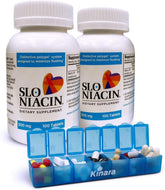 Kinara Slo Niacin 500mg bottle front view showing flush-free slow-release formula