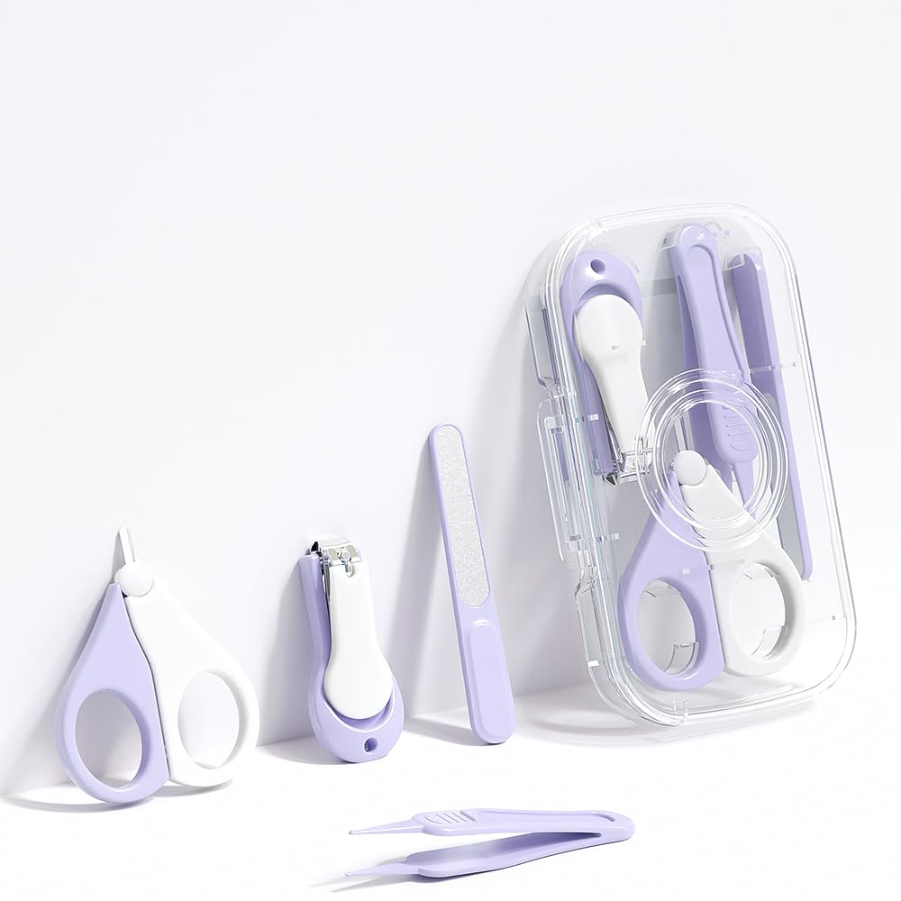 Kinderia Baby Nail Clippers Kit purple case for portable grooming