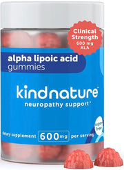 Kindnature Alpha Lipoic Acid Gummies 600mg bottle on countertop for daily wellness