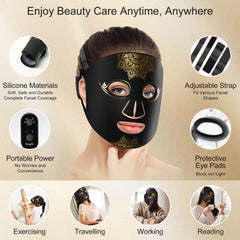 KINGDO Red Light Therapy Face Mask LED panel close-up for targeted skincare sessions.