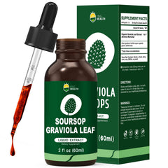 KingHealth Soursop leaf extract bottle pour shows premium organic formula for easy dosing.