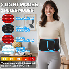 KingSom red light belt pulse mode display highlights 10 Hz energy delivery for varied rhythms.