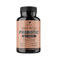 Kinvera 4-in-1 ACV Gut Formula bottle, convenient daily digestion support.