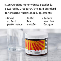 Kion Creatine scoop powder provides a convenient gym serving.