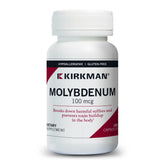 Kirkman Molybdenum 100 mcg capsules on bottle label supporting sulfur metabolism