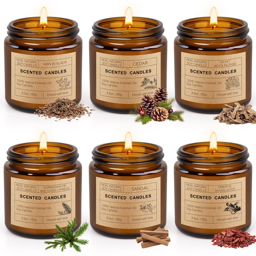 KIYTARBOO 6-pack candles set in elegant jars for home ambiance and long-lasting fragrance