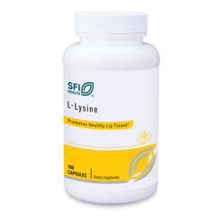 Klaire L-Lysine 500 mg bottle, hypoallergenic daily supplement.