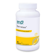 Klaire Labs Serralase tablets close-up for digestion support.