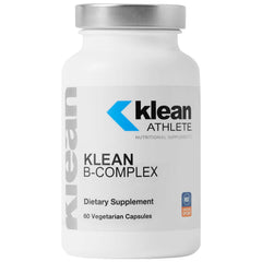 Klean Athlete Klean B-Complex bottle shows essential vitamins for energy support.