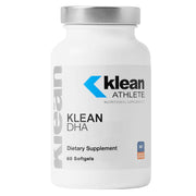 Klean Athlete Klean DHA bottle front showing omega-3 softgels for athletes' heart support.