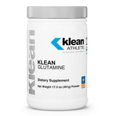 Klean Athlete Klean Glutamine bottle label highlighting immune support benefits.