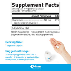 Klean Magnesium capsules close-up shows form and quality.