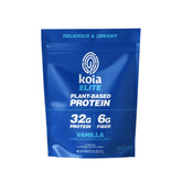 Koia Elite vanilla powder tub shows plant-based protein for recovery