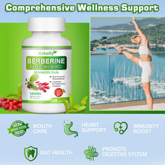 KOKOLLY Berberine bottle label close-up highlighting vegan, gluten-free formula