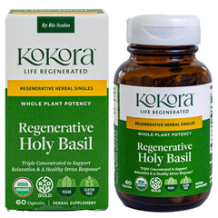 Kokora Regenerative Holy Basil bottle with capsules for convenient daily use.
