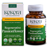 Kokora regenerative passionflower extract bottle promotes calm evenings and restful sleep.