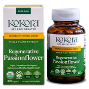 Kokora regenerative passionflower extract bottle promotes calm evenings and restful sleep.