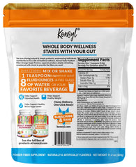 Konsyl Daily Psyllium Fiber being poured for easy mixing with water or juice.