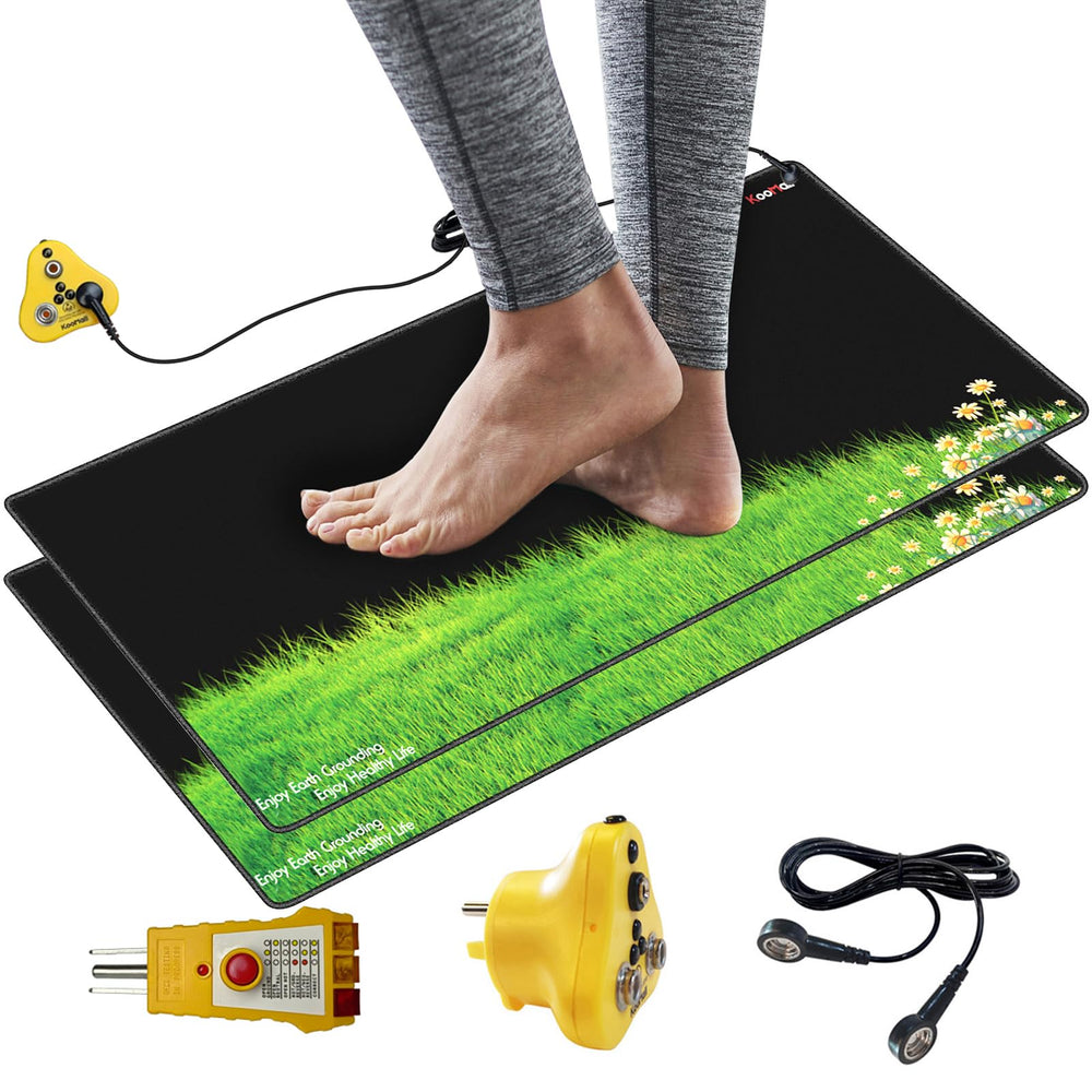KooMall Grounding Mat used barefoot to connect with Earth energy.