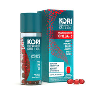Kori Krill Oil bottle front showing brand and omega-3 presentation.