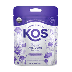 KOS acai powder bag front, ideal for smoothies and antioxidant-rich recipes.