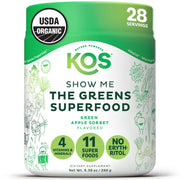 KOS front package showing product and servings, emphasizing convenience