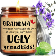 KOTKAS Grandma Candle jar close-up showing playful message for Grandma
