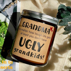 KOTKAS Grandma Candle label close-up highlighting gift-ready packaging